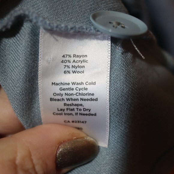 Talbots Slate Blue Asymmetric Button-Front Cardigan Sweater Layering LG - Picture 10 of 11